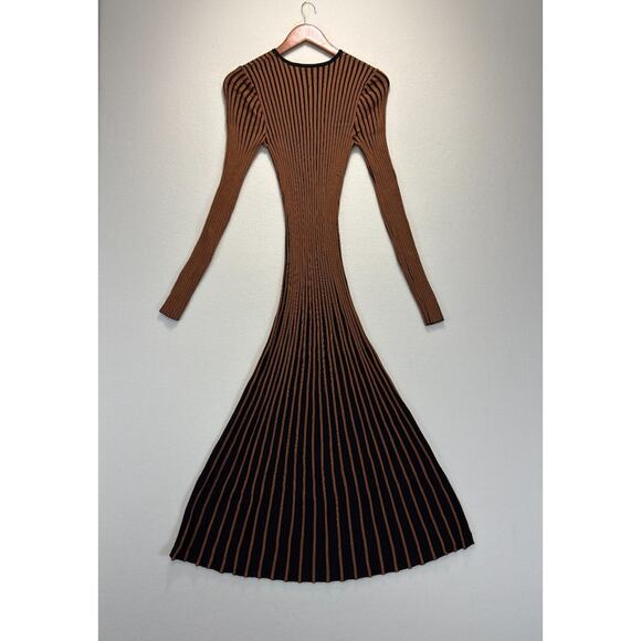 STAUD Selma Dress Brown Long Sleeve Stretchy Knit, Size M - Picture 11 of 13